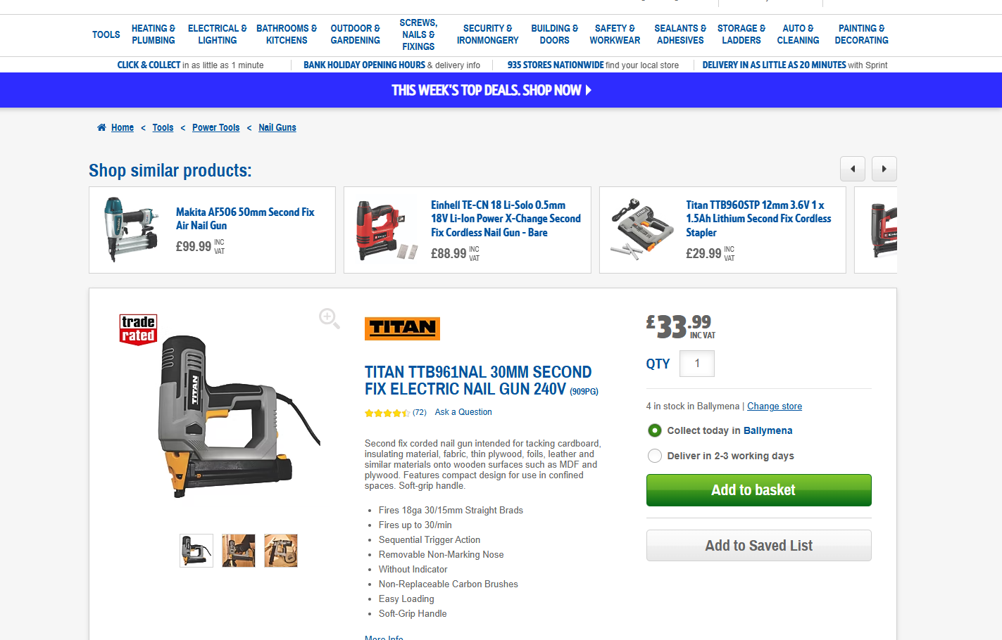 Shop Similar Products carousel rendered above the PDP showing four similar drill products